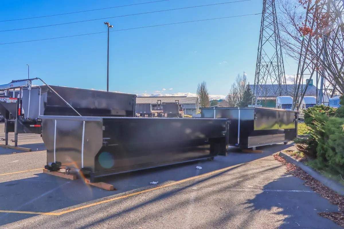 Roll-off dumpster ready for waste disposal at job site for Concrete Dumpster Rental in Penn Forest